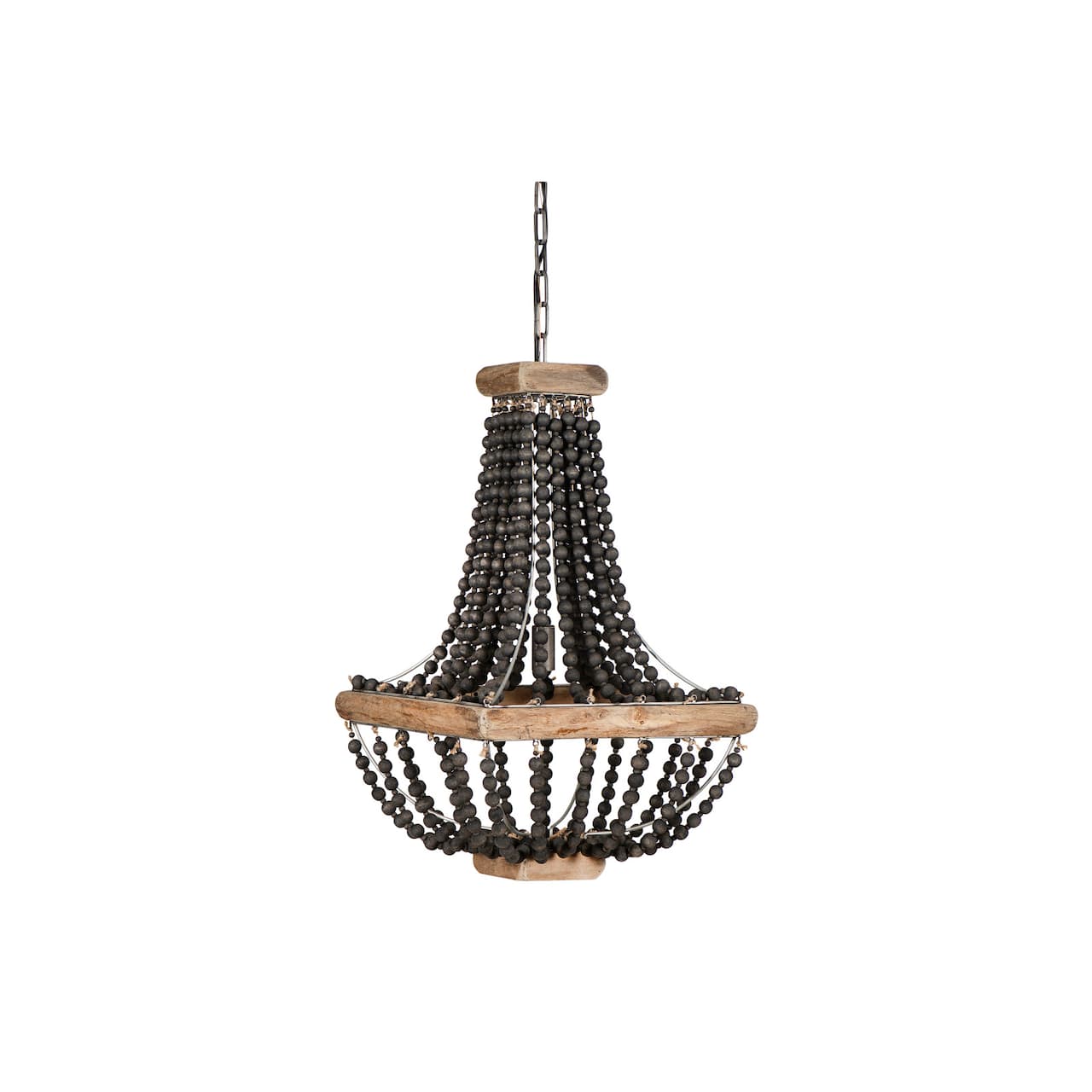 Hello Honey® Wood & Metal Framed Chandelier with Wood Bead Draping